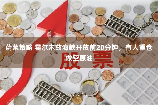 蔚莱策略 霍尔木兹海峡开放前20分钟，有人重仓做空原油